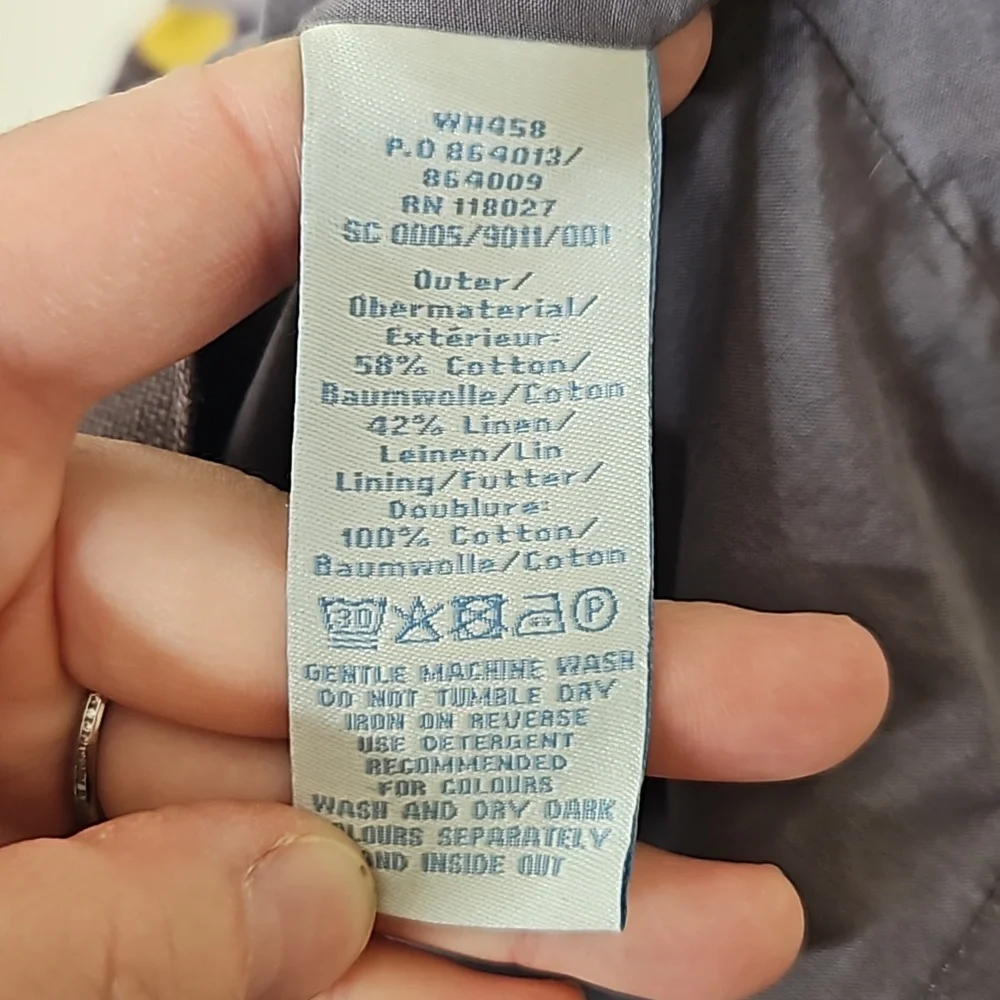 Boden Womens Dress Sz 6 Gray Yellow Polka Dot Belted Sheath Cotton Linen Preppy - Picture 7 of 11